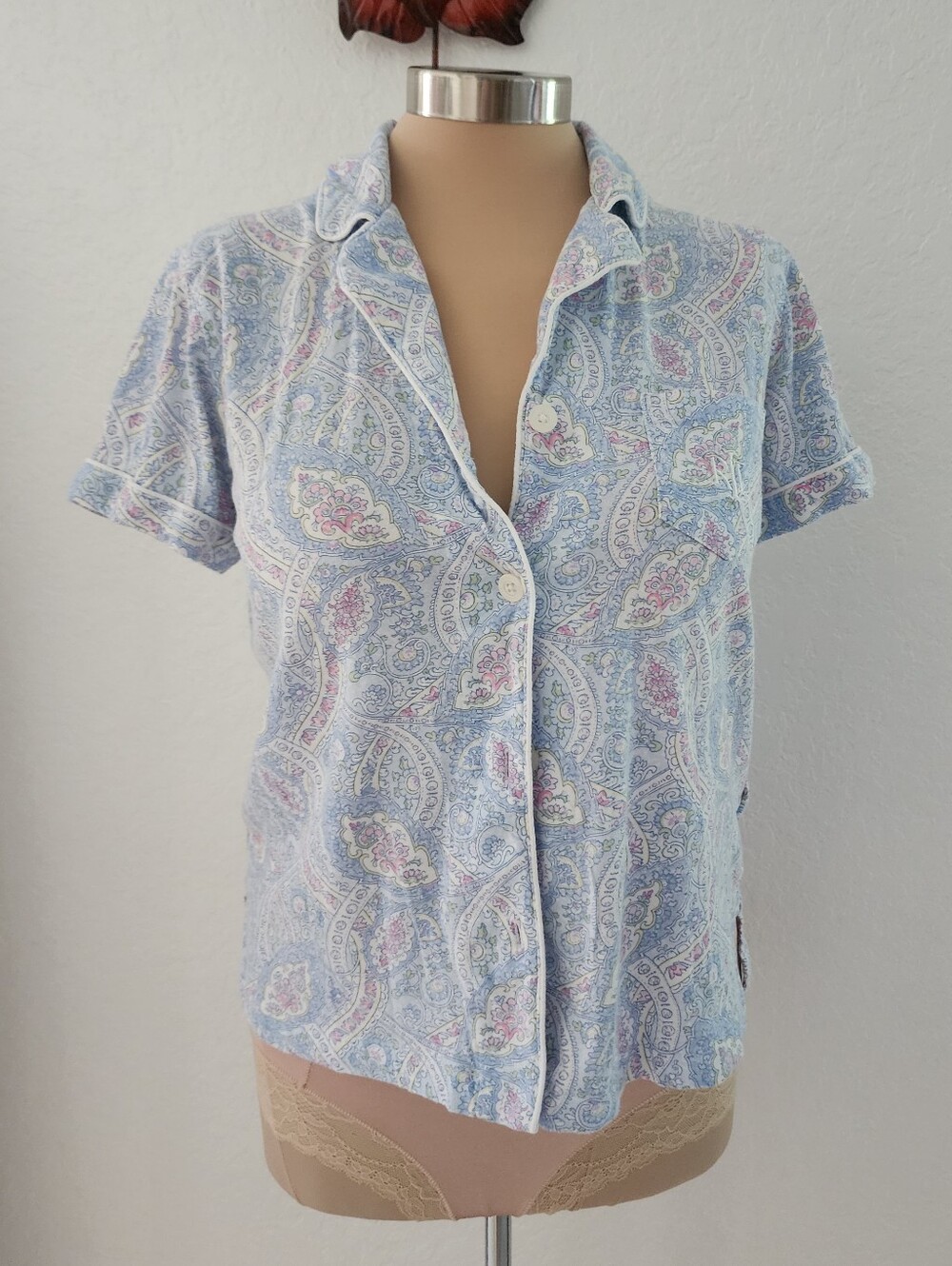 LAUREN RALPH LAUREN | Light Blue Paisley Short-Sleeve Pajama Set - Picture 5 of 16